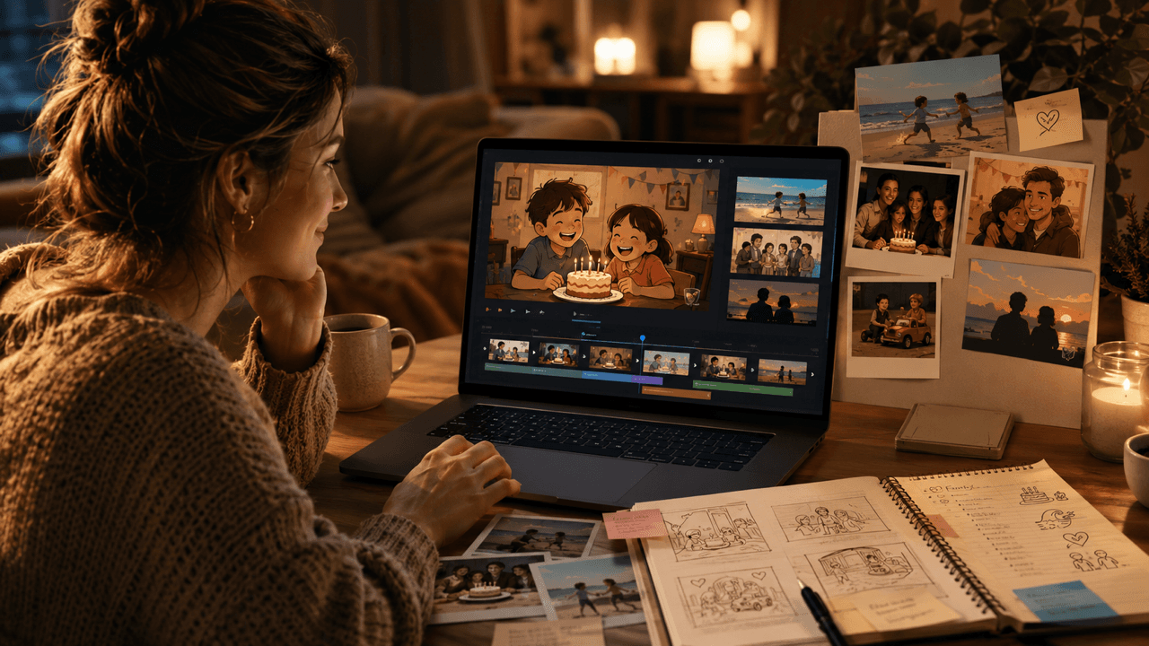 Personalisiertes Animationsvideo aus Familienfotos und Sprachnachrichten